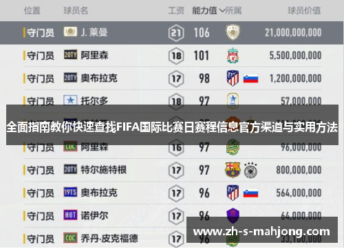 全面指南教你快速查找FIFA国际比赛日赛程信息官方渠道与实用方法